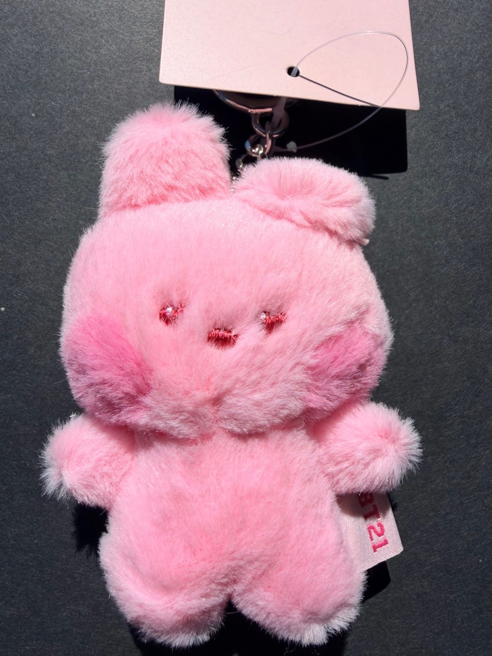 BT21 Cooky plush Pink Love letter heart eye bag charm keychain BTS JK jungkook